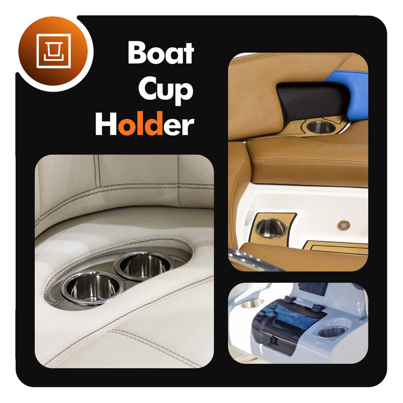 Boat Cup Holder 4 Pack, 316 Stainless Steel Marine Grade Drink Holder with Drain for Boat RV Camper Stainless Steel 316