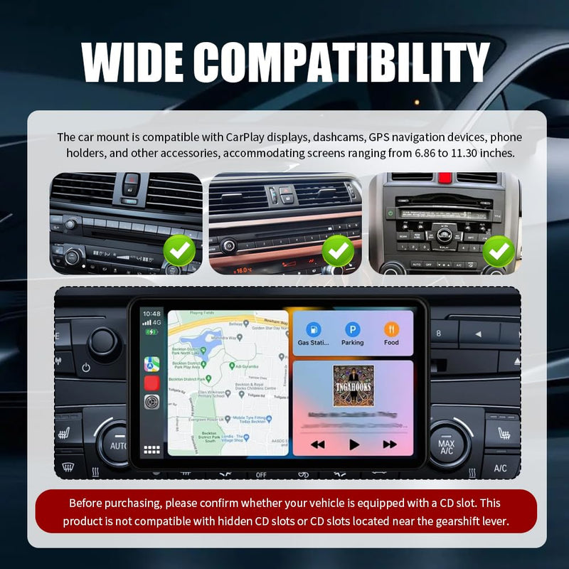 CD Slot Mount for Carplay Screen 360° Rotatable,2026 Upgraded Carplay Screen Mount with Triangle Stabilizing,Universal CD Mounts for Carplays Screens Dashcam GPS Car Accessories
