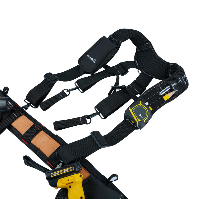 MELOTOUGH Work Belt Suspender Tool Belt Suspenders Bag Suspenders for Men Heavy Duty with Gel Shoulder Pad Detachable Phone Holder for Construction/Electrician/Contractor/Carpenter Suspenders for tool belt