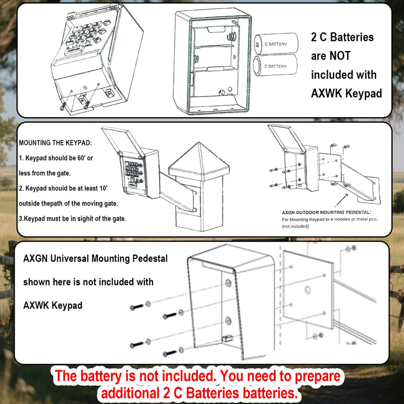Ghost Premium Wireless Keypad Automatic Gate Opener AXWK Waterproof Cover | Compatible with AXP1 AXS1 AXR1 AXWK 1PCS without battery