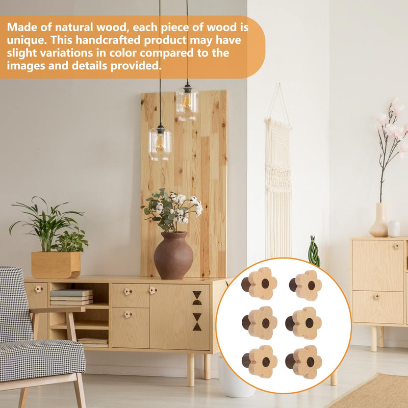 MOROBOR 12pcs Flower Shaped Wooden Knobs Single Hole Beech Wood Handles Cupboard Cabinet Pulls for Chest of Drawers with Screws& Expansion Tube 4CM Wood-12PCS