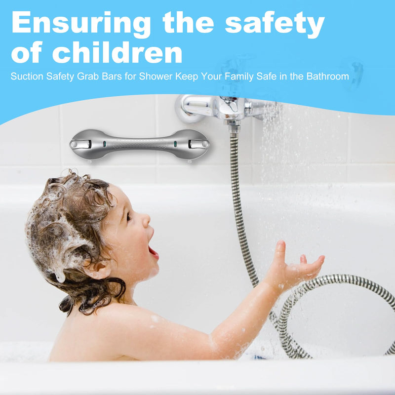 Suction Grab Bars for Bathtubs and Showers, Heavy Duty Shower Handle Removable Shower Handrails for Kids, Bathroom Safety Grip Waterproof(Silver) 1 White