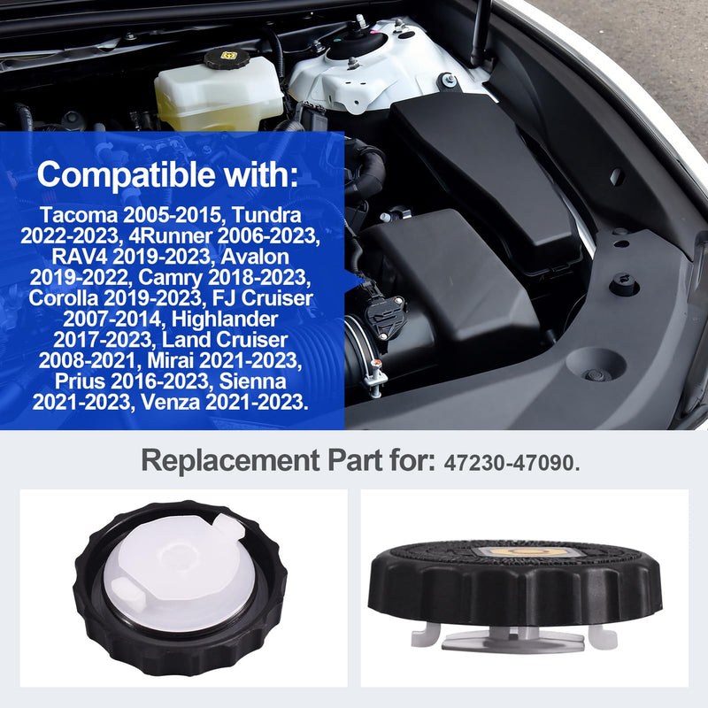 Master Cylinder Cap Brake Fluid Bottle reservoir Cap Compatible with Toyota Tacoma Tundra 4Runne RAV4 Camry Corolla Avalon FJ Cruiser Highlander Land Cruiser Mirai Prius Sienna Venza 47230-47090