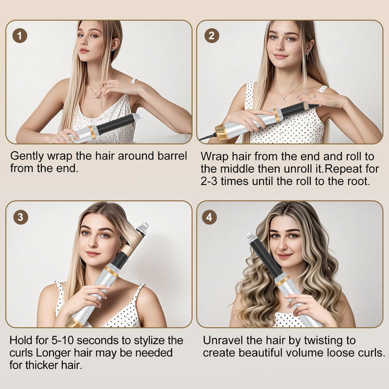  [AUSTRALIA] - Magic Air Styler 5 in 1 Hair Styler, Hot Air Styler Set with Curl, Straighten, Volumise, Smooth and Hairdryer Brushes for Styling, Blow Dryer Brush, Hair Styler for All Hair Type/Length