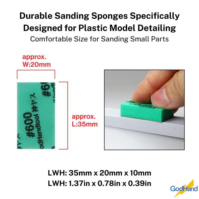 GodHand Kamiyasu Sanding Sponge Assortment Set Coarse Medium Fine 120, 240, 400, 600, 800, 1000, 2000, 4000, 6000, 8000, 10000 Grit 10mm Reusable Pack for Plastic Models 34 Pieces