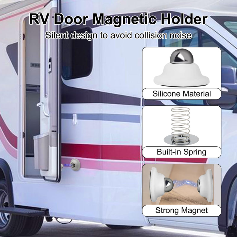  [AUSTRALIA] - 2 Pcs RV Door Holder Magnetic Baggage Door Catch Latch to Keep Door Open, RV Door Stopper for Motorhome Travel,Travel Trailers, Camper (White) White