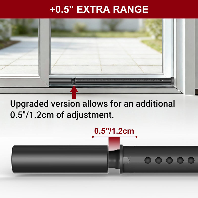 AceMining Sliding Door Security Bar,Heavy Duty Sliding Patio Door Lock Bar, 20-50inch Adjustable Multi-use Window Security Bars, Sliding Door Stopper,Black,2Pack 2 Pack Black