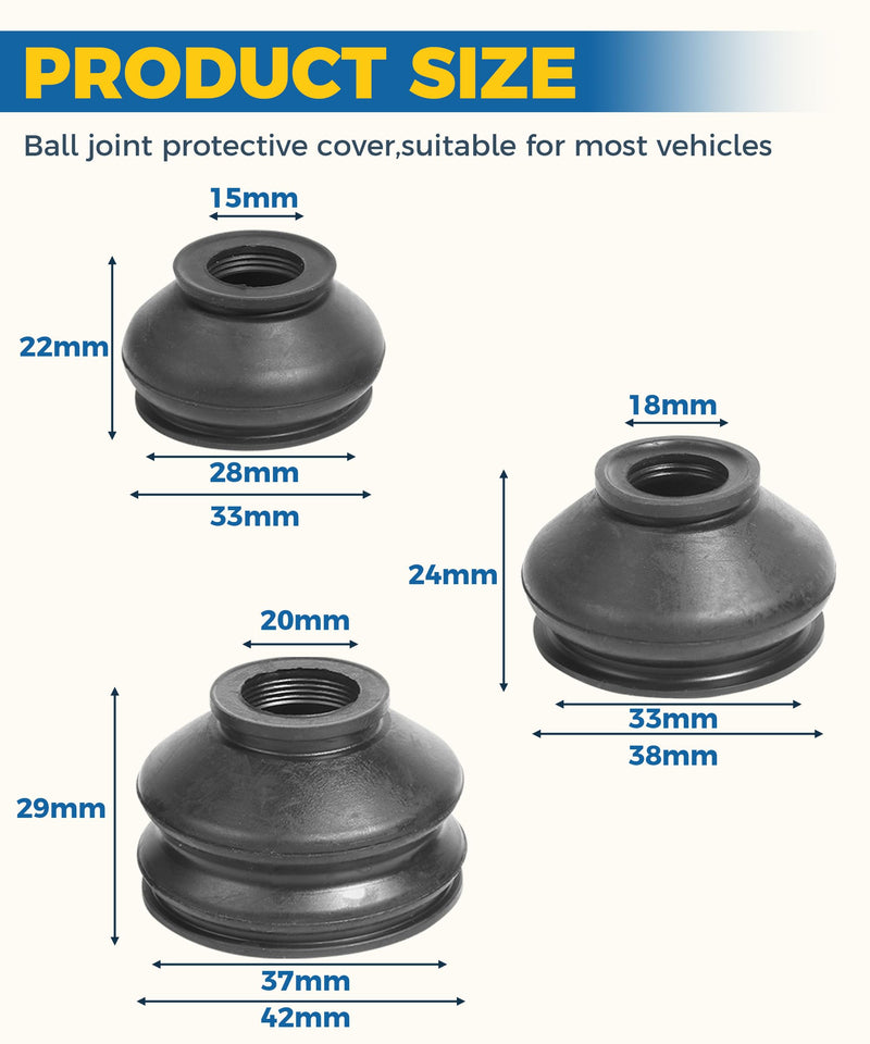 6PCS Ball Joint Boot,Car Accessories Rubber Joint,Dust Boots Cover,Turn To Rod Arm Ball Joint Head Dust Protection Rubber Cover,Ball Joint Rubber Dust Boot Covers,Suitable to Most Vehicles