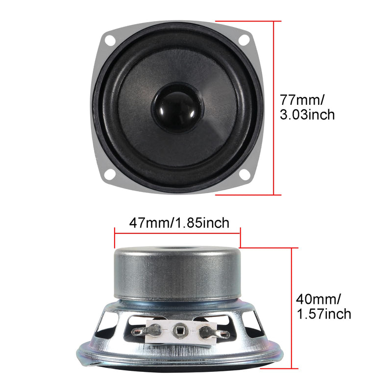 4PCS 10W Mini 3" HiFi Full Range Speaker 8 Ohm Anti-Magnetic Audio 2.0/2.1 Home Stereo Woofer Loudspeaker 90dB High Sensitivity for DIY Boom Box Satellites Speaker