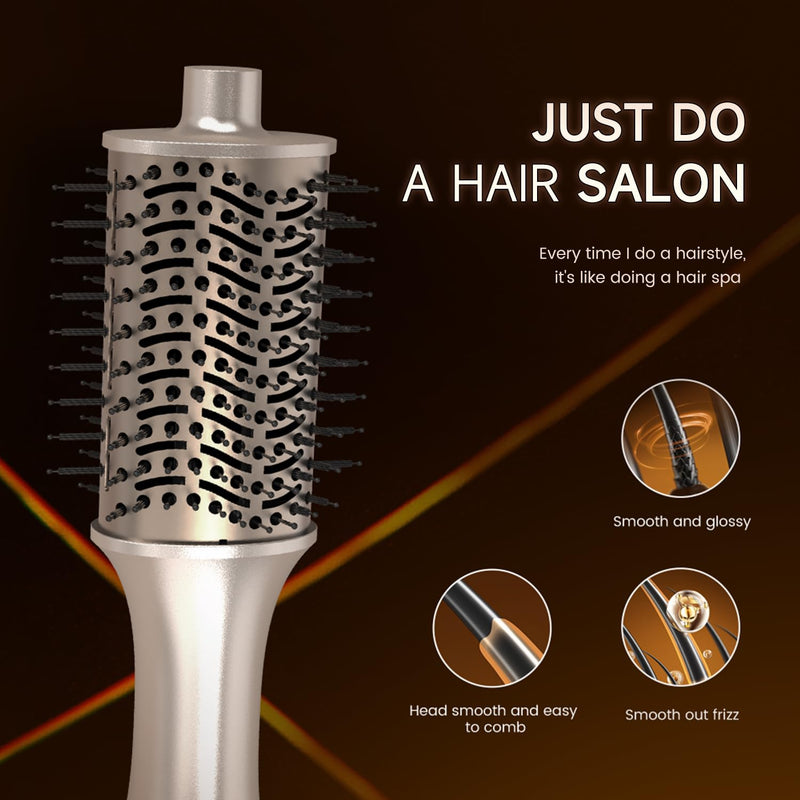 Hair Dryer Brush One-Step Hot Air Brush 1200W Hot Comb 2 Speed, 1 Cold Wind | Hot Brush for Hair Styling,Hot Comb Hair Styling Appliances,Volumiser and Curler, Ionic Frizz-Control Gold+black