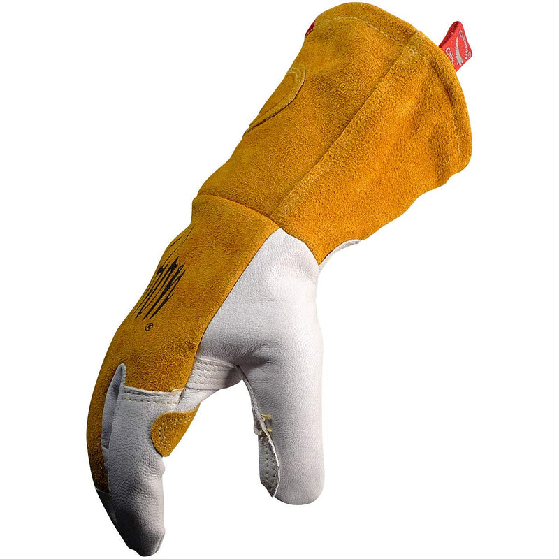 Caiman unisex-adult Premium Goat Grain Tig/Mig Welding Gloves With Split Cowhide Back and Flame Resistant Insulated Back X-Large (Pack of 1) White/Gold