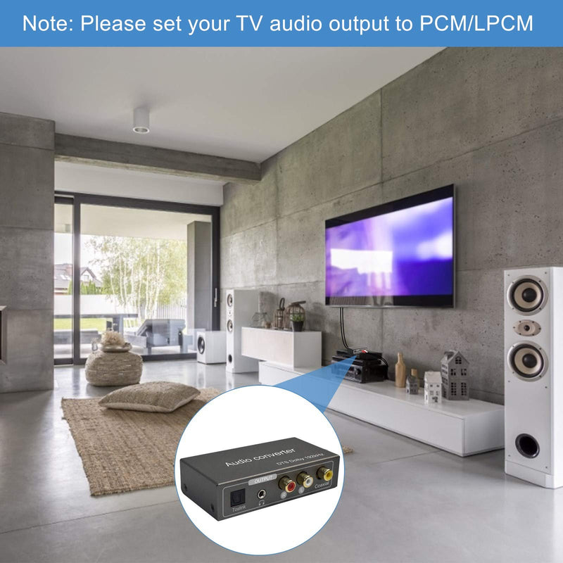 192KHz Multi Function Audio Converter, Tohilkel HDMI ARC or Toslink (Optical,SPDIF) or Coaxial to 3.5 mm Jack Stereo R/L Toslink (Optical,SPDIF) Coaxial, Support Multi Ports Output Simultaneously