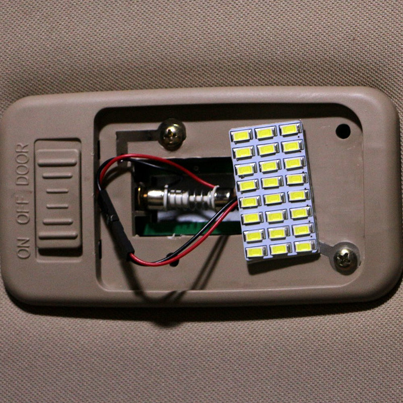 YM E-Bright 6-Pack Cool White 5730 24SMD Led Panel Dome Light Auto Car Reading Map Light Bulb DC 12V With T10 / BA9S / Festoon Adapters 24SMD-White