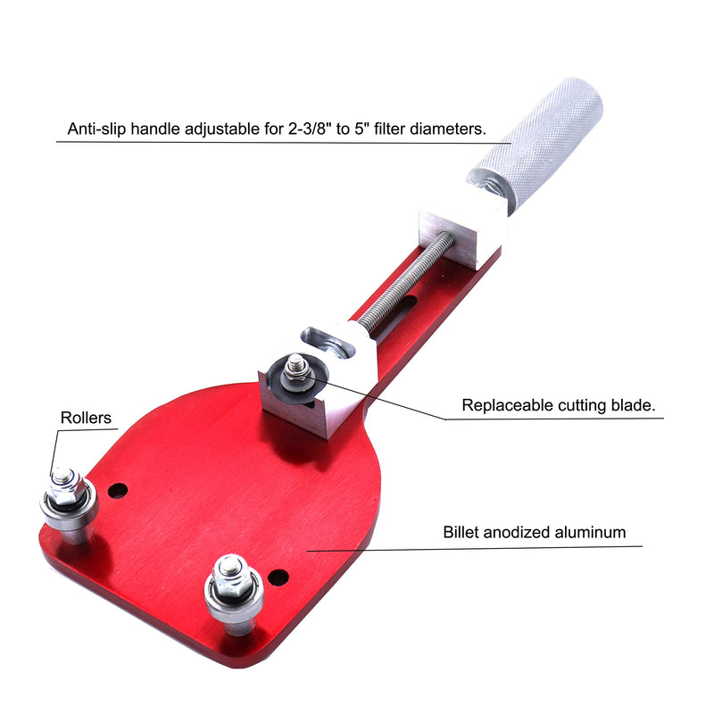 77750 Oil Filter Cutter Billet Aluminum Universal Oil Filter Cutter Tool 2-3/8" - 5" Cutting Range