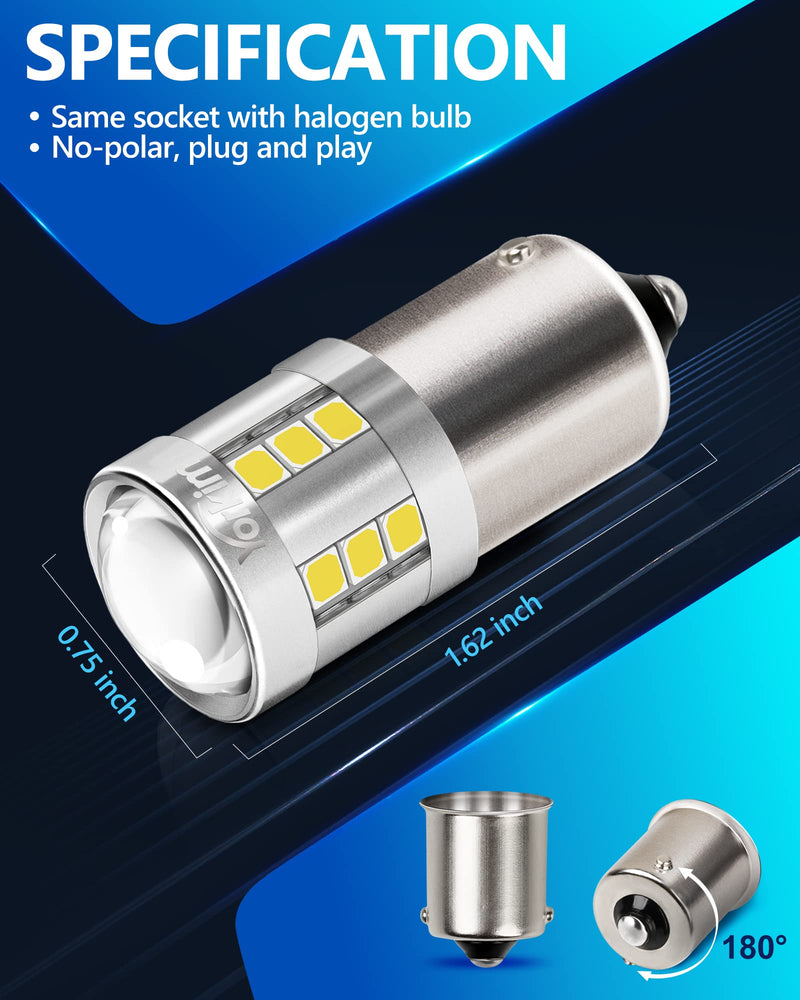Yorkim 1156 LED Bulb White, 3000 Lumens 300% Super Brighter LED Reverse Lights, BA15S P21W 7506 1003 1141 Led Bulbs for Car Backup Tail Brake Turn Signal Blinker Lights, Pack of 2 White pack of 2