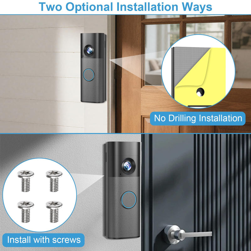 2026 Upgraded No Drill Doorbell Mount for Ring Battery Doorbell(Newest Model), Heavy-Duty Adhesive Wall Mount, Easy to Install, Door Mounting Holder Bracket Accessories for Home Rentals Room Black