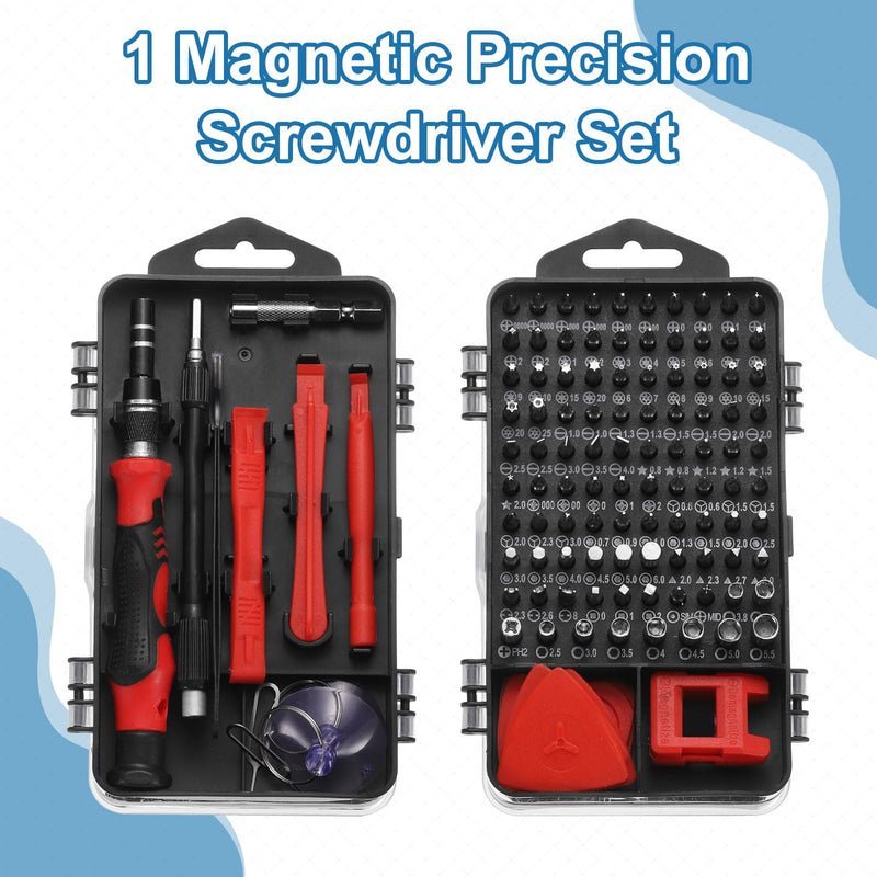 HARFINGTON 116 in 1 Magnetic Precision Screwdriver Set Electronics Repair Tools Kit with 96 Bits Flexible Shaft and Extension Rod for Cellphone Game Console Laptop PC Computer Camera, Red