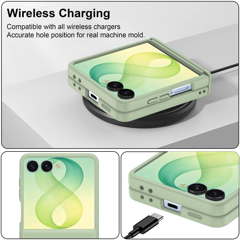 Designed for Samsung Galaxy Z Flip 8 Case Magnetic Hinge Protection Green | [Compatible with MagSafe] with Screen Protector Hard PC Protective Cover for Women,Men