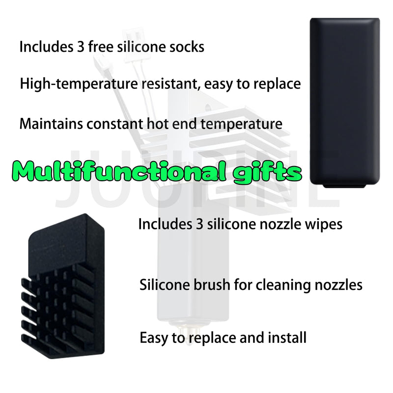for ELEGOO Centauri Carbon Hotend Kit (3pcs), Pre-Installed 0.2mm/0.4mm/0.6mm Brass Hardened Steel Nozzle, Extruder kit Has Pre-Installed Heat Sink,with 3PK Silicone Socks and 3PK Nozzle Wipes