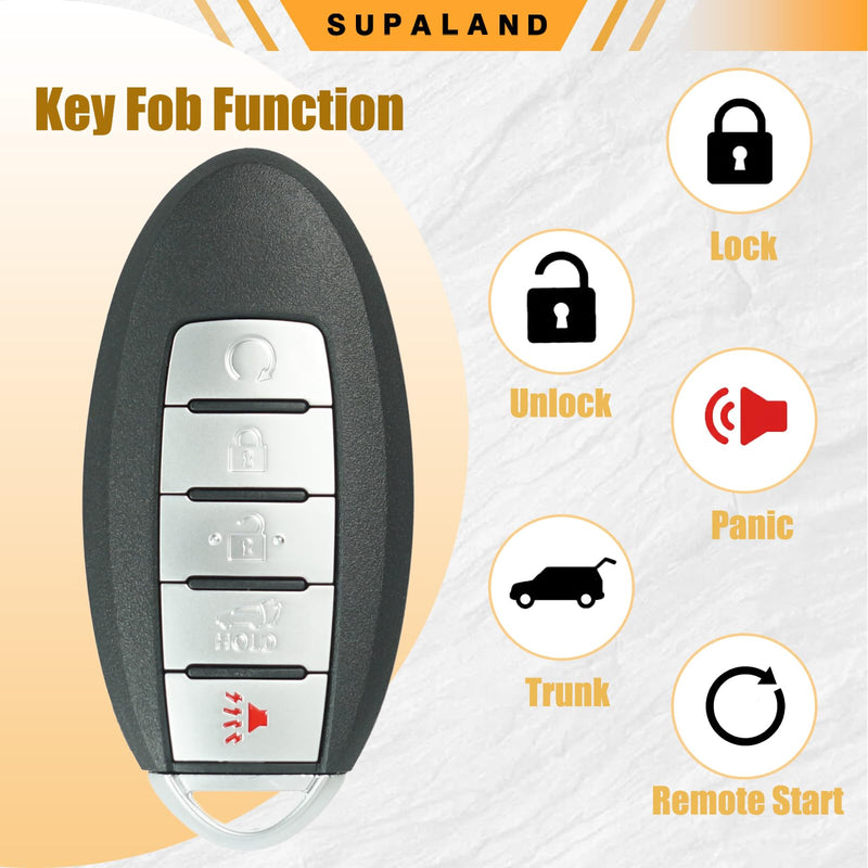 SUPALAND Key Fob Replacement Fits for Nissan Rogue 2017 2018 2019 2020 Keyless Entry Remote Control Push Start Key KR5S180144106 7812D-S180106 S180144110 285E3-6FL7B 5-Button (Set of 2)