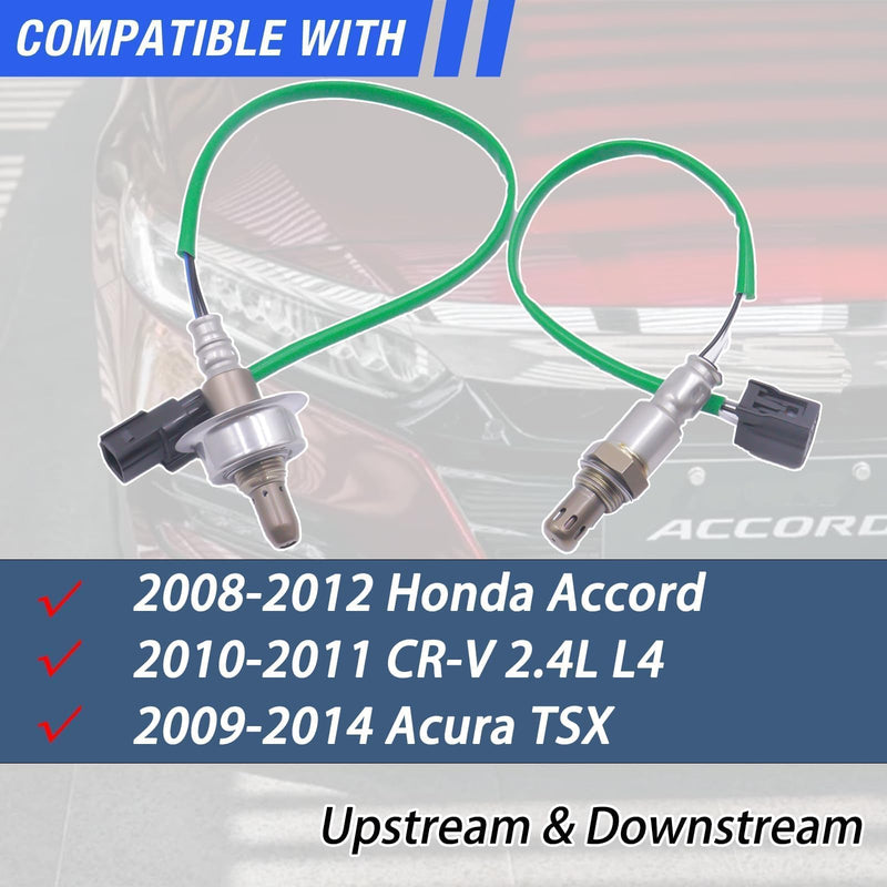 Oxygen O2 Sensor 234-9091 234-4462 Downstream Upstream Compatible with 2008 2009 2010 2011 2012 Honda Accord 2009-2014 Acura TSX 2.4L L4 Replaces # 36531-R40-A01 36532-R40-A01 Upstream & Downstream
