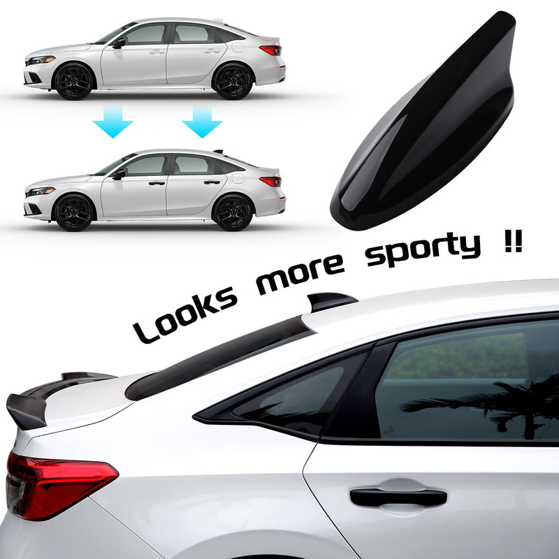 Thenice for 11th Gen Civic Accessories Antenna Topper Car Shark Fin Cover Exterior Decoration Compatible with Honda Civic 2022 2023 2024 2025 2026 -Glossy Black