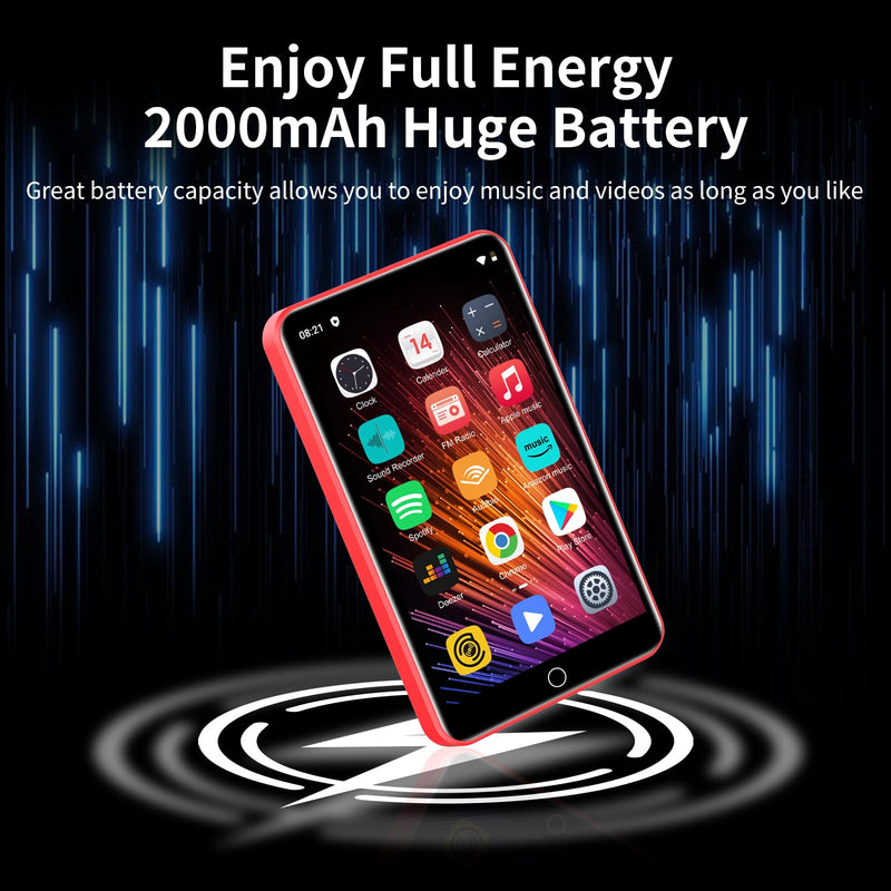 80GB MP3 Player with Bluetooth and WiFi, ZAQE Android OS, 4" Touch Screen Spotify Music&Video Player, Built-in Speaker, FM Radio, MP4 Player for Kids