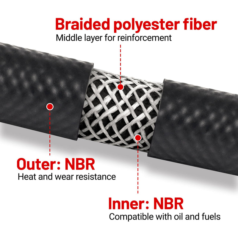 EVIL ENERGY 1/4 Fuel Hose Line Push Lock NBR Rubber SAE 30R7 5FT 300PSI 1/4Inch