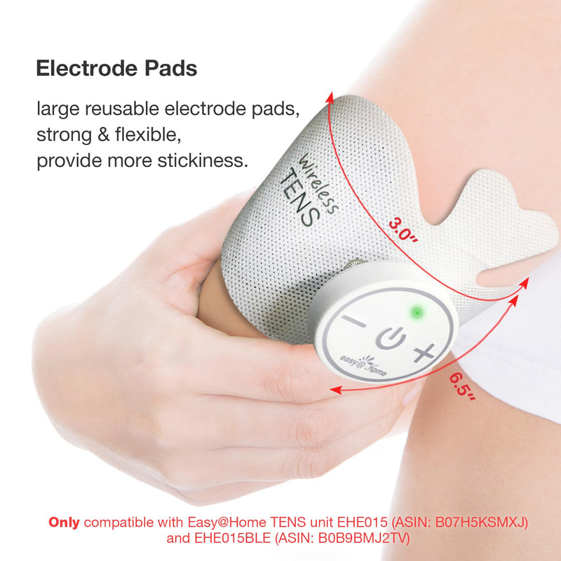 Easy@Home Tens Unit Wireless Electrode Pads Self Stick Carbon Pads, 4 Pack 6.5" x 3" Reusable - Non Irritating Design Pulse Massagers Replacement ETP015 White&black