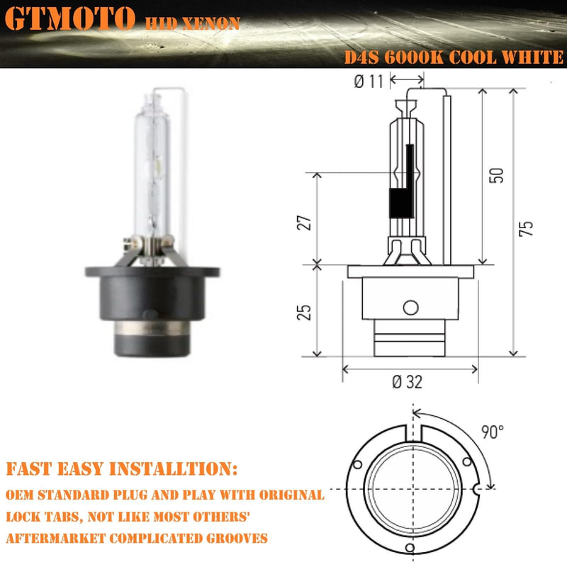for 2010 2011 2012 2013 2014 2015 Lexus RX350 RX450H Headlights HID Low Beam with D4S Xenon Bulb Only, IS ES GS RX 350 35W AFS Headlamp 9098120024, 6000K Bright White D4SC1 Dipped Light, 2-Pack