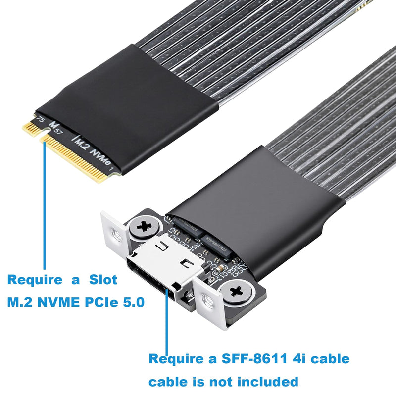 RGEEK M.2 NVME Pcie to OCuLink SFF-8612 Adapter with ReDriver, PCIe 5.0 x4 | 128Gbps to OCuLink SFF-8611 4i Host Adapter for eGPU GPU External Graphics Cards and M.2 NGFF SSD 2230 2242 2260 2280 (25cm) 25cm