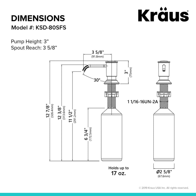 KRAUS Kitchen Soap and Lotion Dispenser in Spot Free Stainless Steel, KSD-80SFS