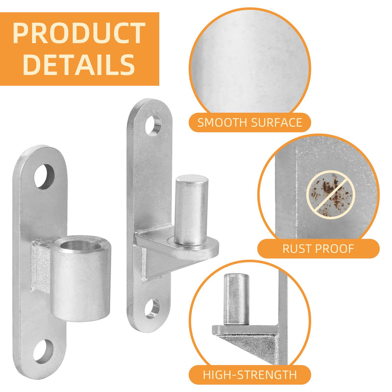 2 Set Heavy Duty Gate Hinges, Wall Mount Gate Hinges 5/8'' Pin Fence Post Hinge Set for Wooden or Concrete Fence Gate (Silver, Screws Included) Silver-2 Pairs