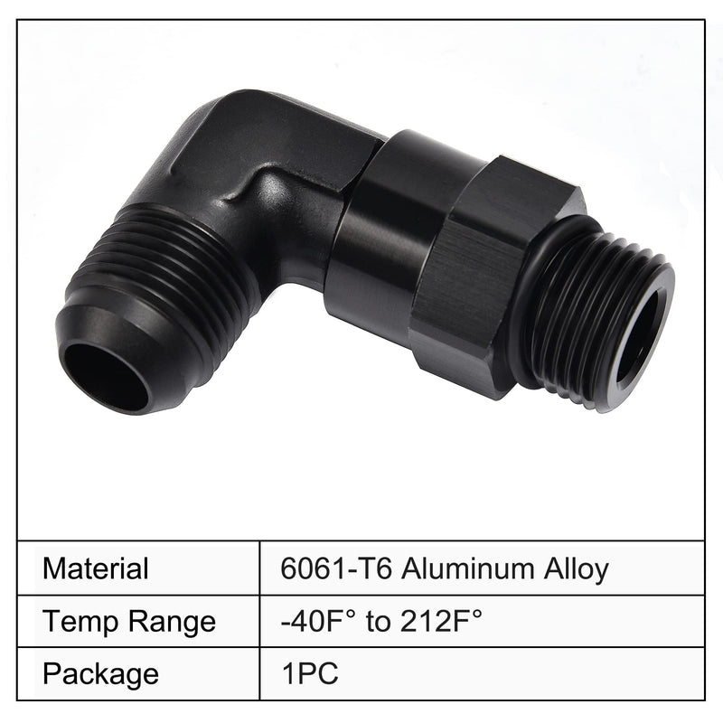 EVIL ENERGY 6AN Flare to 6AN ORB Male Swivel Adapter Fitting 90 Degree Black 6AN ORB to 6AN