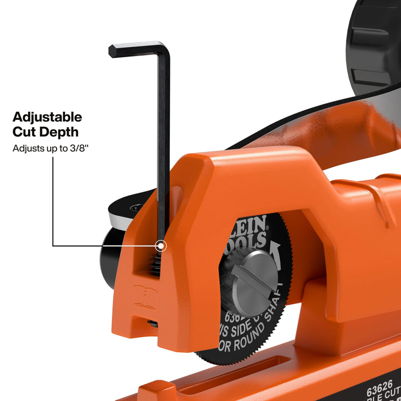 Klein Tools 63625 MC Cable Cutter, Cuts Up to 3/8-Inch Armored Cable (BX, AC, MC, MCAP, Greenfield), Spring Loaded Handle with Storage, Tool-Free Blade Replacement