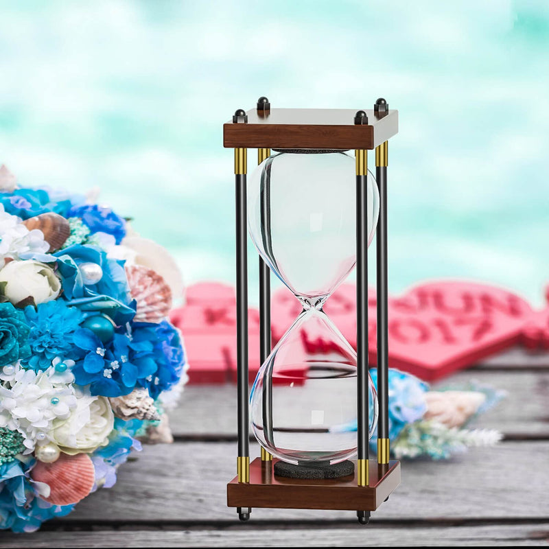 SuLiao Empty Hourglass, 10 Inch Large Black Wooden Frame Decorative DIY Sand Timer for Wedding Ceremony Set and Home Office Decor Clear