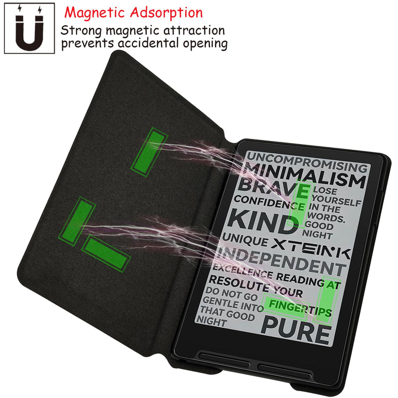 Magnetic Case for Xteink X3 E-Book Reader, Ultra-Thin Lightweight Leather Protective Cover for 3.7" Xteink X3 with Magnetic Closure (Soft-Touch Matte Black) Soft-Touch Matte Black