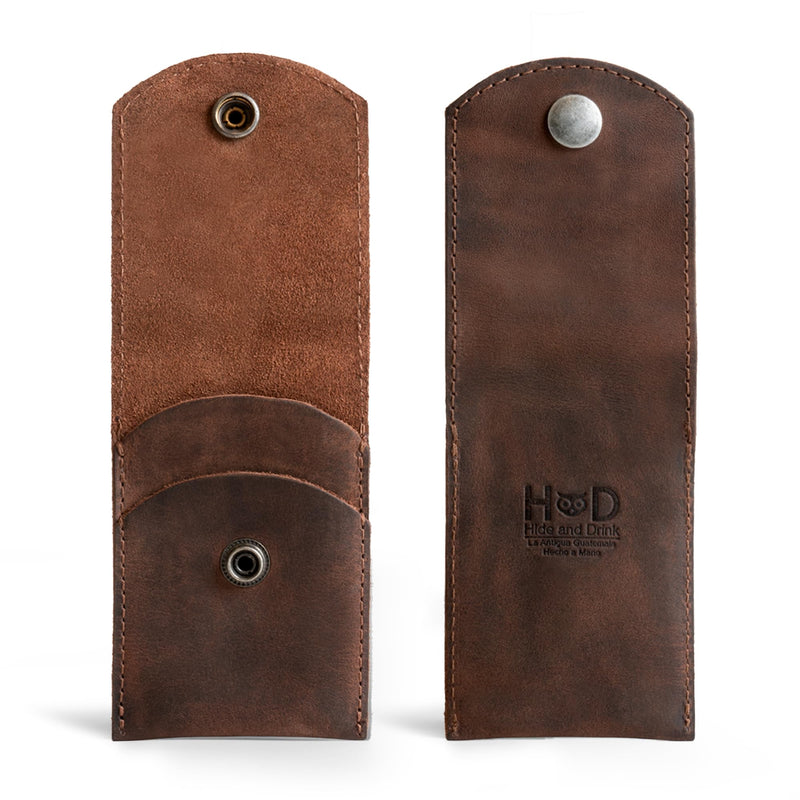  [AUSTRALIA] - Leather Double Nail Clipper Case, Travel Scissors Cover for Men & Women, Grooming Kit Cases, Personal Manicure Set Organizer, Mens Care, Clippers, Fingernail Trimming, Toenail Pedicure, Nails Cutting Bourbon Brown