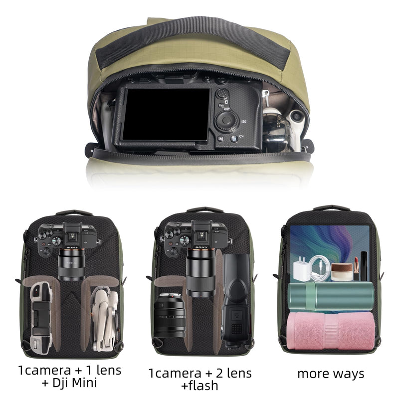 Camera Hardshell Case Crossbody Camera Sling Bag Small Waterproof Photography Bag for Mirrorless and DSLR Cameras Green