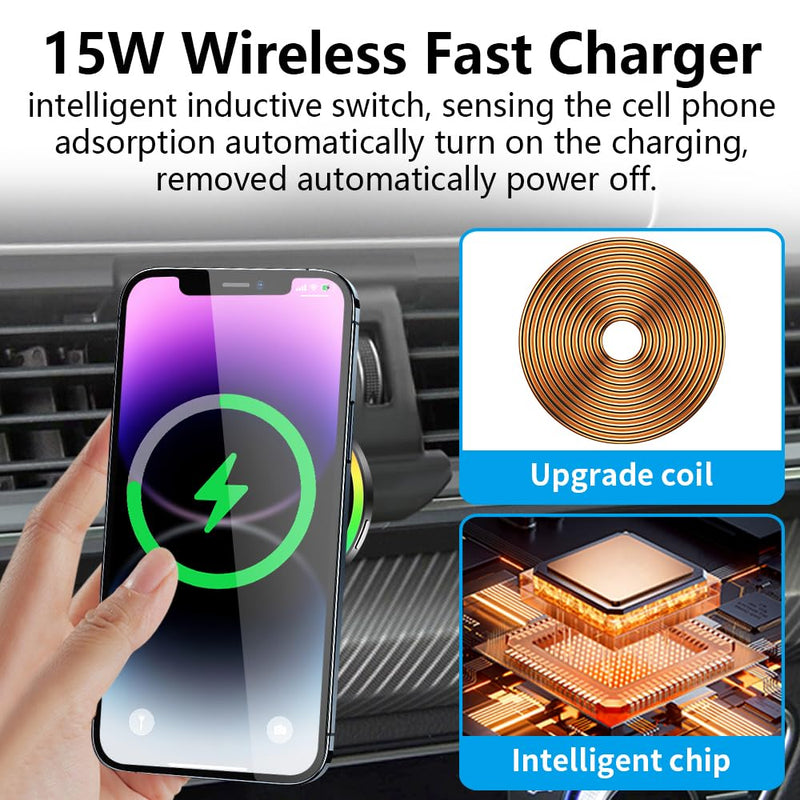 Car Magnetic Phone Mount for Audi Q5 SQ5 2018 2019 2020 2021 2022 2023 2024 Auto Interior Accessories Best Cellphone Holder Fast 15W Wireless Charger Cell Phones Charging Screen Stand Accessory