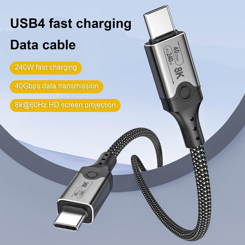 Thunderbolt 4 Cable 6.6ft with 40Gbps Sync, 240W Charging, 8K/5K@60Hz Display for MacBook, SSD, iPhone 16/15, Docking, eGPU, Monitor