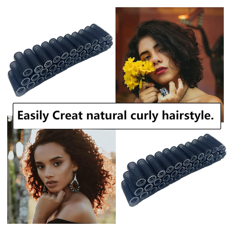  [AUSTRALIA] - 36PCS Self Grip Small Hair Curlers Heatless Roller Hair Curlers Pro Salon Hairdressing Curler DIY Curly Hairstyle Hair Rollers Tools Rat Tail Comb for Women Medium Short Hair(0.8x2.4in-black) 36pcs Black