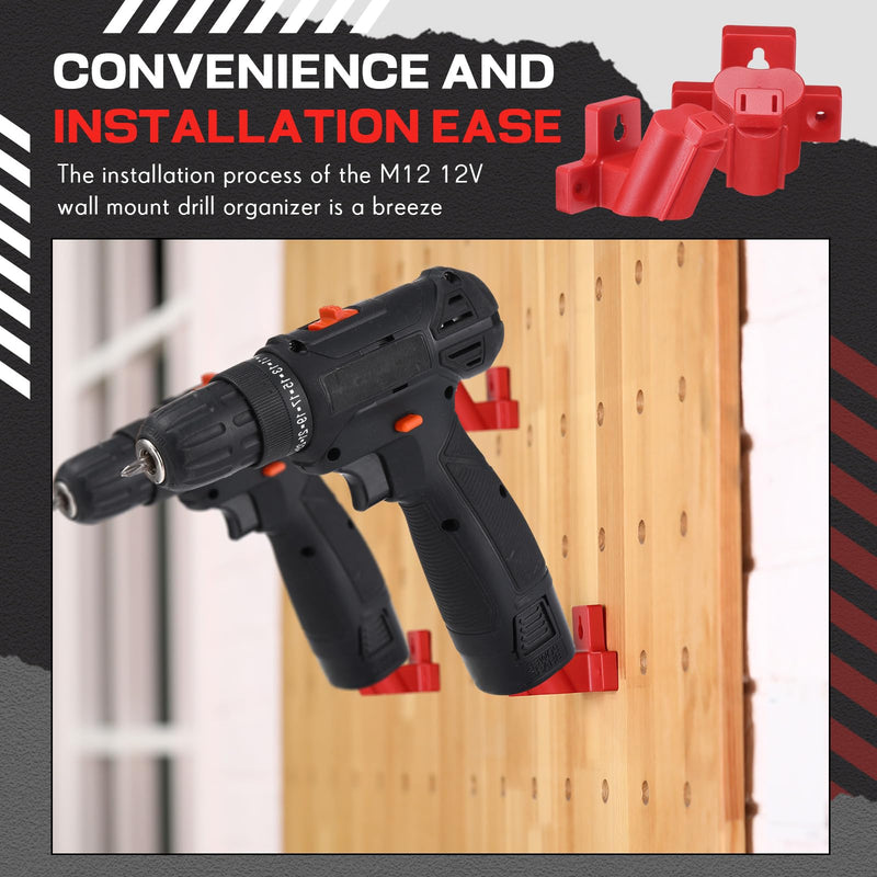 Threlaco 12 Packs Tool Holder Mount Drill Tool Hanger Compatible with Milwaukee M12 12V Wall Mount Drill Organizer Utility Storage Rack