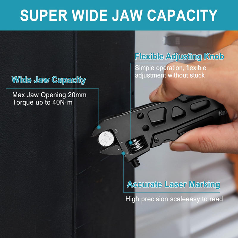 NexTool Adjustable Wrench Multitool, 9 in 1 Multi Tool with Multitool Pliers, Adjustable Wrench, Pocket Knife and Screwdriver, Foldable Stainless Steel Multi-Tool for Mechanical Maintenance, Camping Full Size Adjustable Wrench Multitool Pliers