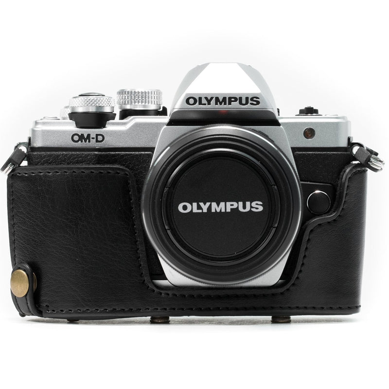 MegaGear MG636 Olympus OM-D E-M10 Mark II, E-M10 (14-42mm) Ever Ready Leather Camera Case and Strap - Black