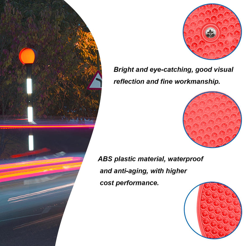 smseace 12pcs Safety Reflectors Red Round Reflectors 3inch with Stainless Steel Screw Used for Mailboxes,Driveway,Tunnels,Post,Cars,Trailer Reflector Round-6pcs