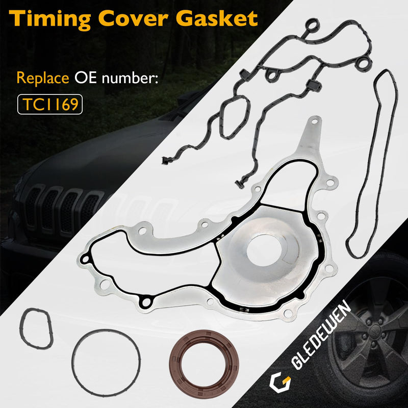 Timing Cover Gasket,Compatible with 2011-2017 Dodge Grand Caravan Jeep Grand Cherokee Chrysler 3.2L 3.6L V6 Engine,Replace# TC1169