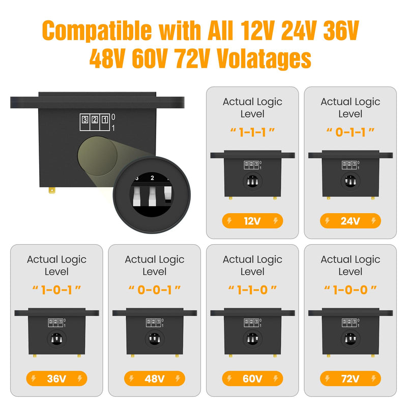 BM210 12V 24V 36V 48V 60V 72V Battery Meter, Waterproof LED Battery Voltage Display Acid&Lithium Battery Gauge Meter for Golf Cart EZGO Club CAR and Most Car(BM210) BM210