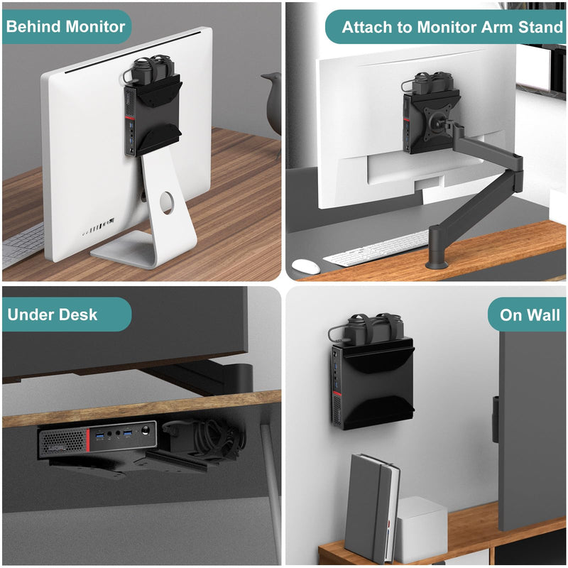 Mini PC Vesa Mount for Lenovo Connected to Monitor Arm Mount, Wall/Under Desk/VESA Mount for Lenovo ThinkCentre M910Q, M600, M700/z, M720Q, M800z, M900/x/z, M73, M710Q, M715Q Tiny PC