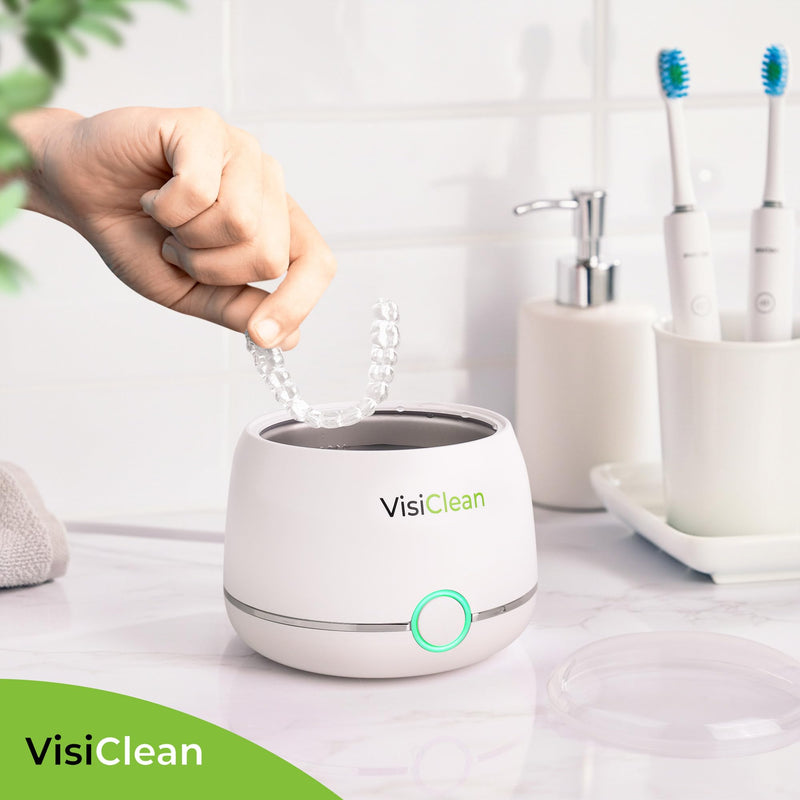 Ultrasonic Retainer Cleaner, 45k Hz Retainer Cleaner Machine, Aligner Cleaner, Nightguard Cleaner, Mouthguard Cleaner, Denture Cleaner - Ultrasonic Jewelry Cleaner - Heat Sensor - VisiClean Innova